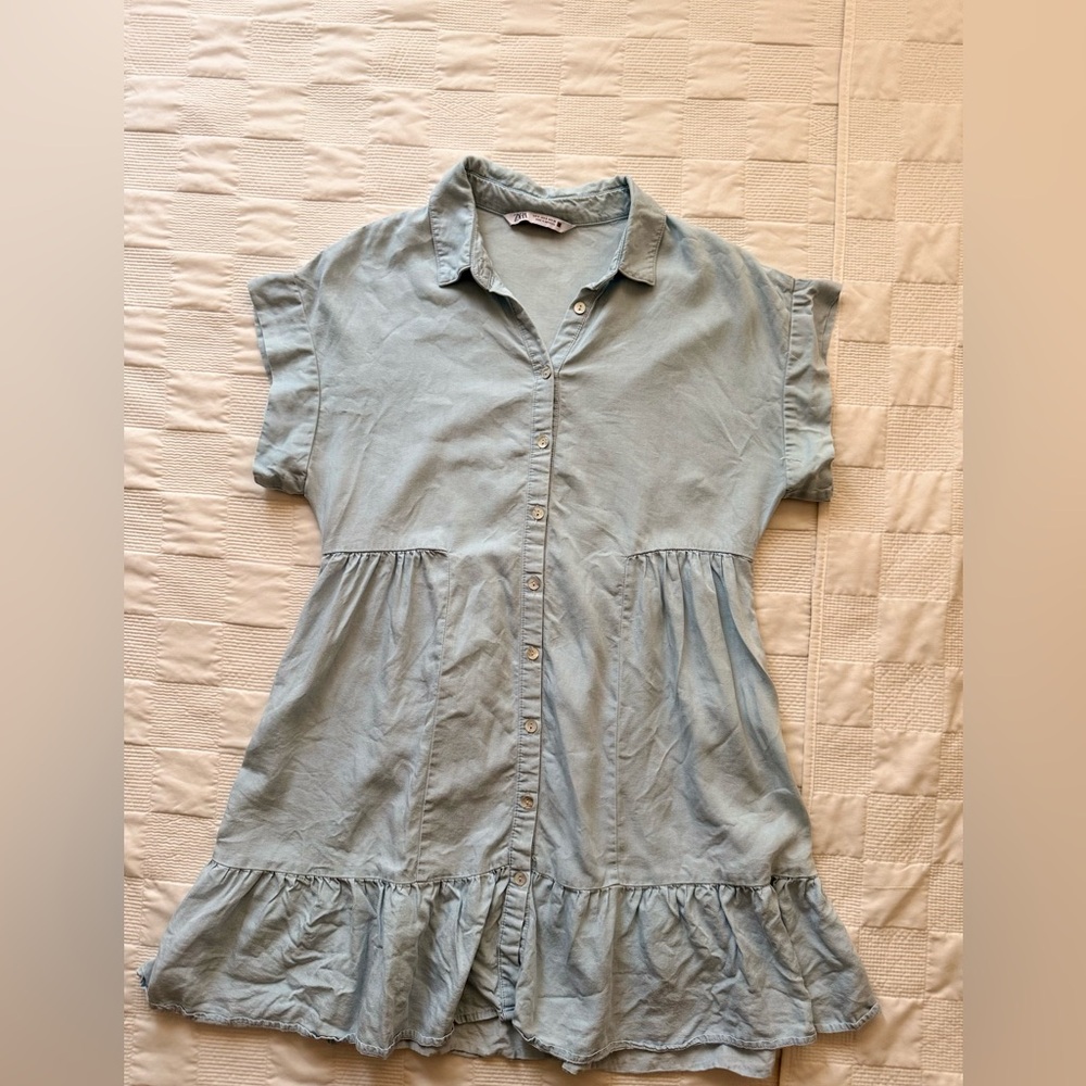 Zara Light Blue Button-Down Dress